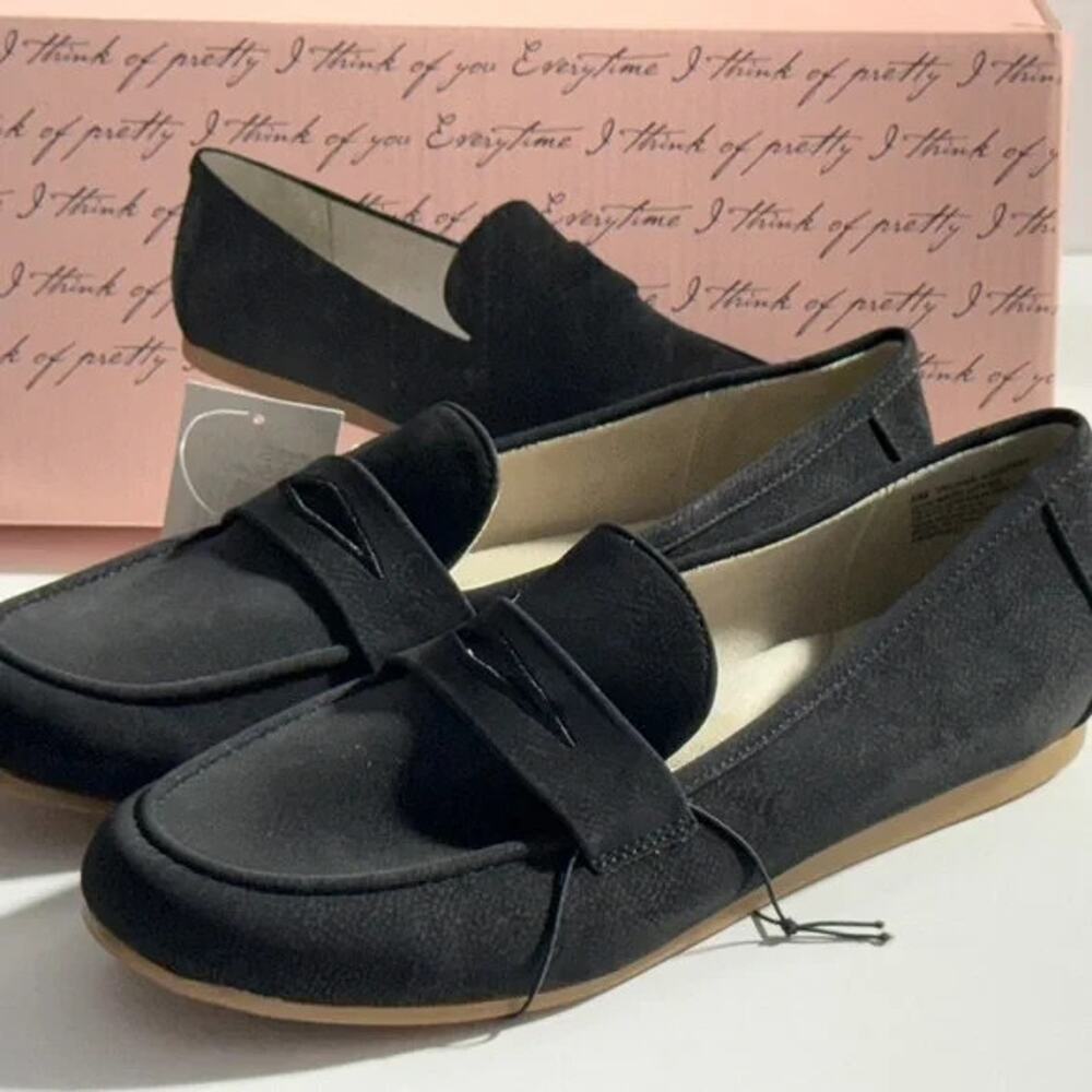 Kensie Women's Yelena Canvas casual Loafers Black new 9